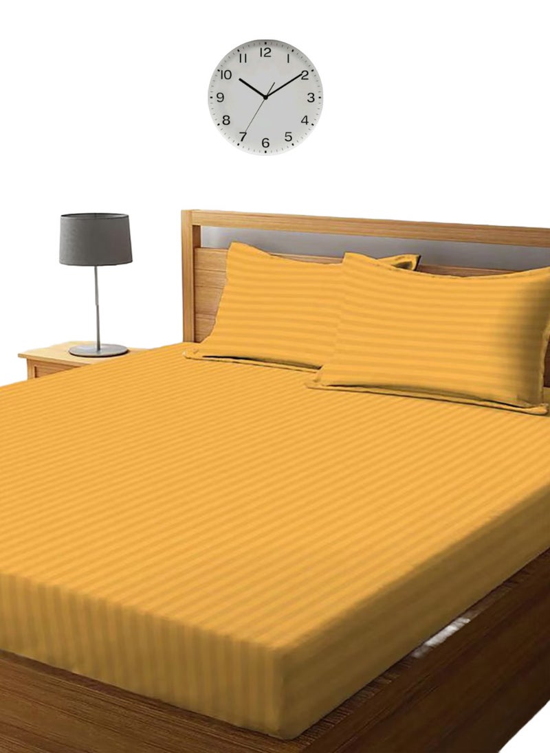 Blueberry Golden Striped Cotton 3 Piece Set Deep PocketBed Sheet Sets 150x200+20cm  - Image 1