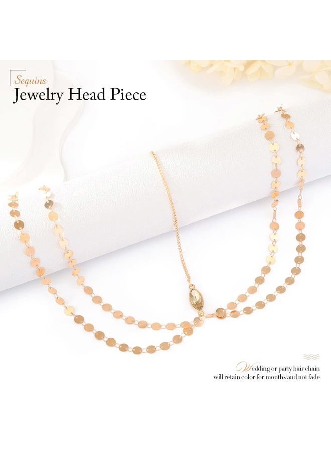 Yean سلسلة رأس ذهبية، مجوهرات شعر بوهيمية، غطاء رأس، عصابة رأس للجبهة، إكسسوارات عصابة رأس شعر للمهرجانات للنساء والفتيات (ذهبي) - Image 5