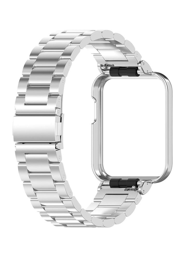 Generic Generic 2in1 Stainless Steel Watch Band Strap with Magnetic Metal Frame Cover For Xiaomi Mi Watch Lite/Redmi Watch (Silver)  - Image 1