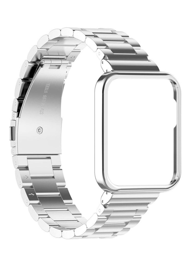 Generic Generic 2in1 Stainless Steel Watch Band Strap with Magnetic Metal Frame Cover For Xiaomi Mi Watch Lite/Redmi Watch (Silver)  - Image 2