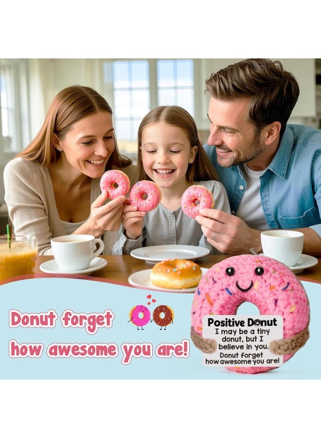 GROIC Positive Pocket Donut Doll, Funny Emotional Support Knitted Toy with Positive Card, Woolen Crochet Donut, Cheer Up Graduation Gift, Encouragement for Friends - Image 4