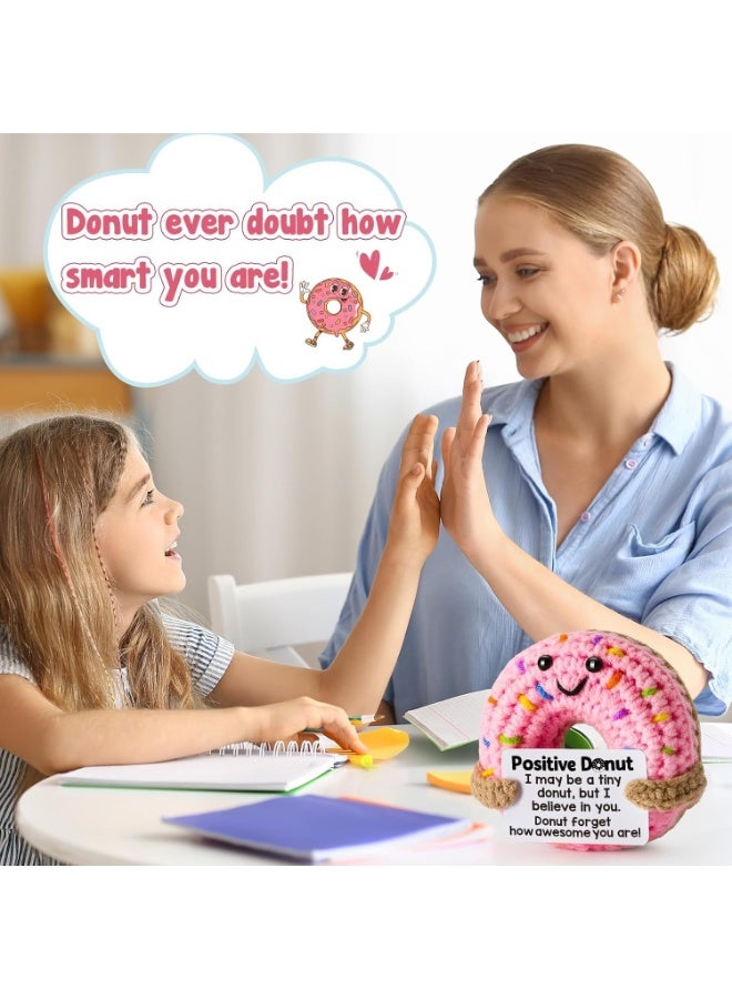 GROIC Positive Pocket Donut Doll, Funny Emotional Support Knitted Toy with Positive Card, Woolen Crochet Donut, Cheer Up Graduation Gift, Encouragement for Friends - Image 5