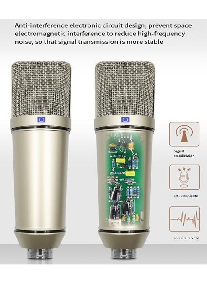 General - Condenser Microphone Professional 48V Dedicated Large Diaphragm Full Metal Microphone Studio Microphone for Recording Podcasts, Voice Streaming, Home Recording Studio - Image 1
