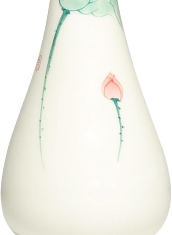 Hand Painted Lotus Vase Boho Desk Decor Modern Rustic Home Flower Decor - Image 1