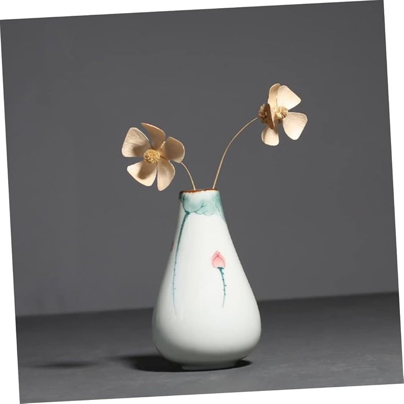 Hand Painted Lotus Vase Boho Desk Decor Modern Rustic Home Flower Decor - Image 4