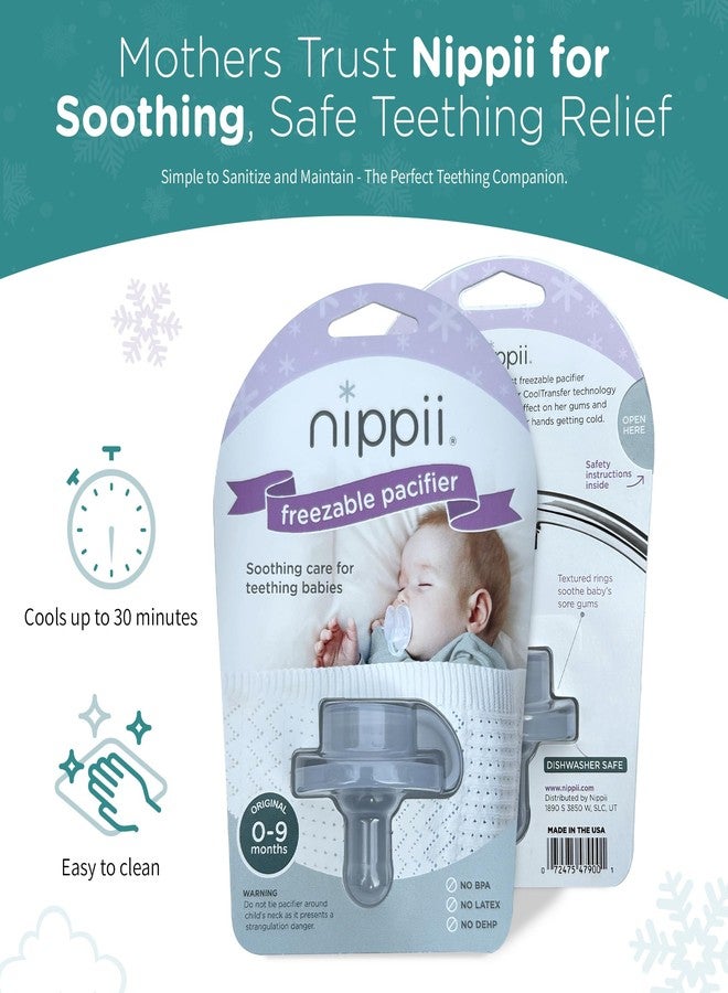 Nippii Freezable Pacifier for Baby Teething Relief - Safe Infant Teether with Cooling Effect - Easy to Clean, Medical Grade Soft Silicone - BPA Free - for Babies 0-9 Months - Made in USA - Image 2