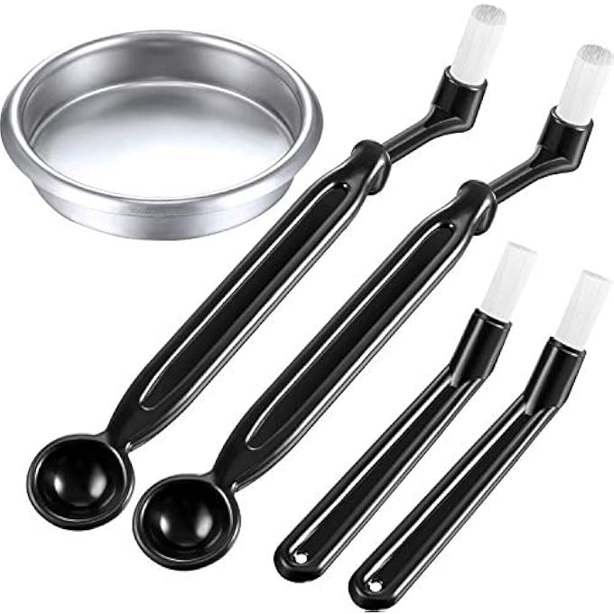 ريحني مجموعة تنظيف ماكينة الإسبريسو، 4 فرش، ملعقة فلتر أعمى من الفولاذ المقاوم للصدأ 58 مم مع تدفق خلفي، لتحقيق أفضل أداء - Image 1