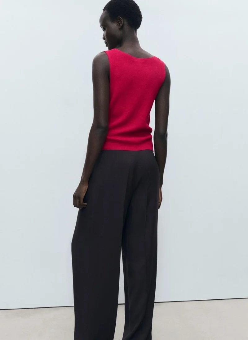 MANGO fine ribbed knit top