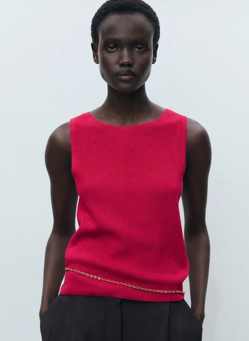 MANGO fine ribbed knit top