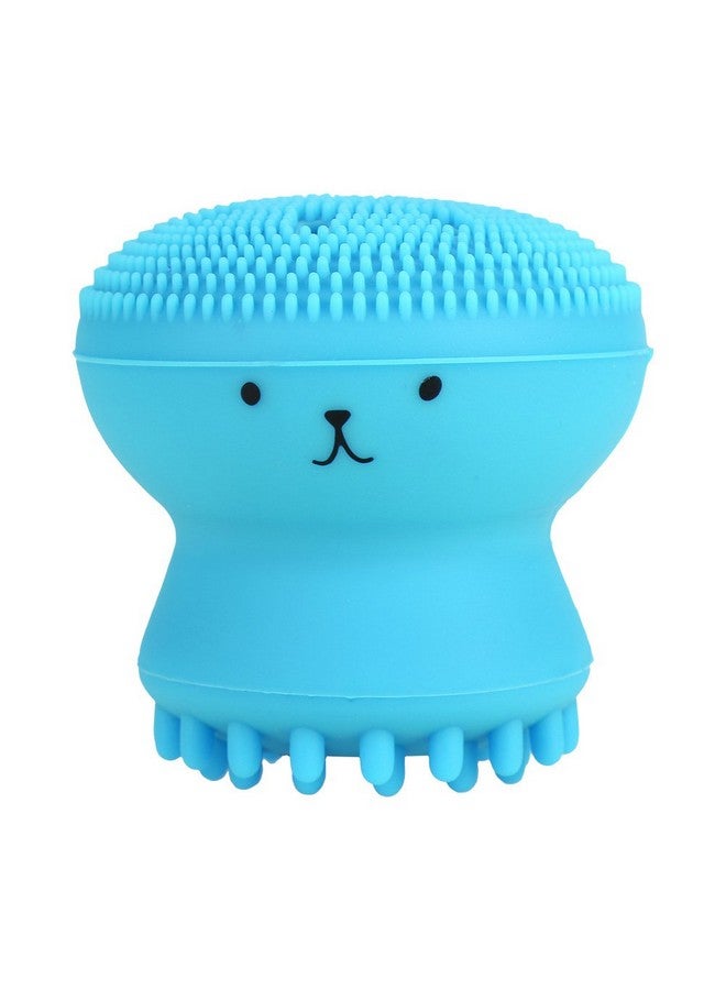 Ejoyous Face Cleansing Brush Silicone Handheld Facial Scrubber Exfoliating Grease Removal Massage Jellyfish Octopus Shaped Face Wash Brush For Women Deep Pore Cleansing(Blue) - Image 1