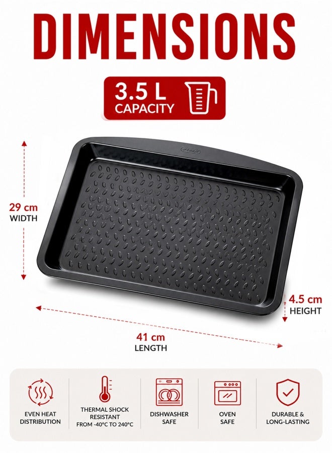 بيريكس Pyrex Glide Non-Stick Roaster Rectangle 38cm –  PFAS-Free Roasting Pan for Effortless Everyday Cooking Black - Image 2