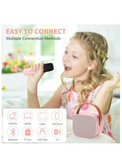 DIGI CORE Mini Karaoke Machine Portable Speaker Bluetooth Karaoke Speaker With Wireless Mic For Kids And Adults Mini Wireless Speaker For Indoor And Outdoor Party And Birthday Bluetooth Speaker Pink  - Image 3