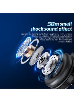 Generic Gaming Headset with Microphone, Lightweight Gaming Headphones for PS4 PS5 Xbox One PC with RGB Lights, PlayStation Headset with Noise Reduction 7.1 Surround Sound Over-Ear and Wired 3.5mm Jack，Self-Adjusting Headband (Black&Blue)  - Image 3