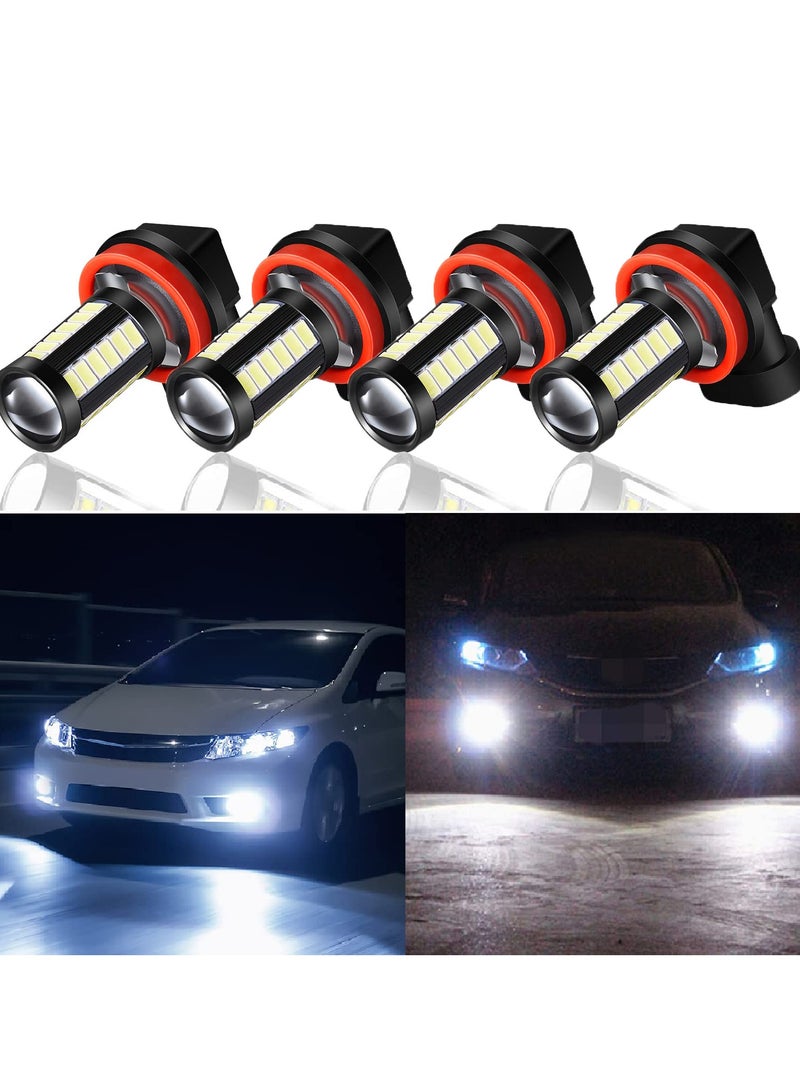 SANMUGEED 4 Pcs H8 H11 LED Fog Light Bulbs 6000K White LED Bulbs for Fog Light 1400 Lumen 12-24V High Power 5730 LED, Constant Current, Plug and Play, Non Polarity Headlight Bulb for Car Truck - Image 1