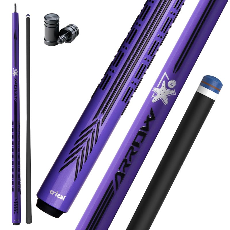 CRICAL Carbon Fiber Pool Cue Stick 58 Low Deflection Professional Pool Cue with Pro Taper Shaft 3D Wrapless Grip 125mm Tip 38x8 Joint Billiard Stick for Enhanced Control Accuracy Purple - Image 2