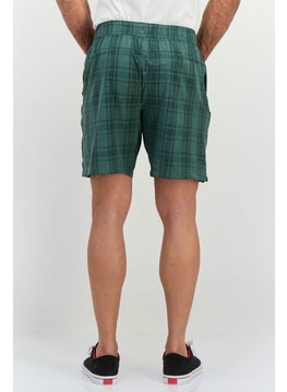 Swiss Alps Men Plaid Drawstring Basic Shorts, Sage Green  - Image 3