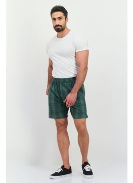 Swiss Alps Men Plaid Drawstring Basic Shorts, Sage Green  - Image 4
