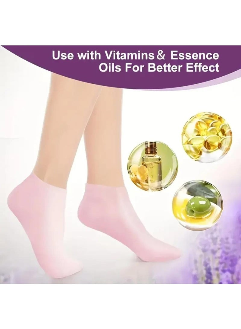 بوليريوس غطاء قدم مرطب من السيليكون 2 قطعة – جوارب كعب هلامية ناعمة لعلاج تشققات وجفاف القدمين، ترطيب وتقشير فعّال، مثالية للعناية بالقدمين والباديكير وتجميل الأظافر - Image 2