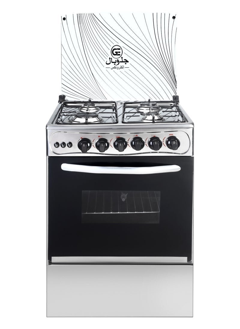 GLOBAL - Freestanding Gas Cooker 55 Cm Silver Stainless Steel Top. - Image 1