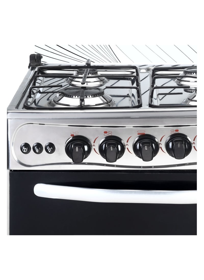 GLOBAL - Freestanding Gas Cooker 55 Cm Silver Stainless Steel Top. - Image 1