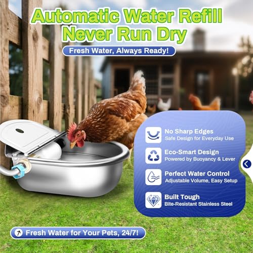 Ademon Automatic Animal Drinking Water Bowl with Float Valve, 304 Stainless Steel Kit Includes Bowl, Pipe, 2 Valves, Quick Connector Adapter and Countersunk Bolts. (Auto-Filling) - Image 3