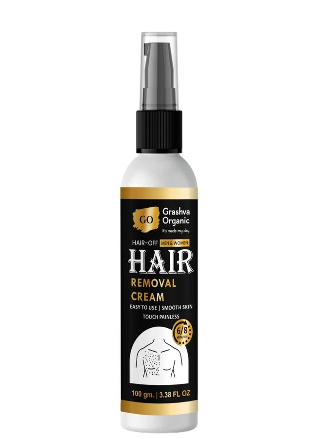 GRASHVA ORGANIC كريم جراشفا العضوي لإزالة الشعر للرجال والنساء، 100 غرام، بدون ألم، 6-8 دقائق | مناسب للساقين، الإبطين، خط البكيني، الذراعين، كريم إزالة شعر الجسم بالكامل، ضمان عدم الشعور بالألم | نتائج مضمونة 100%. - Image 1