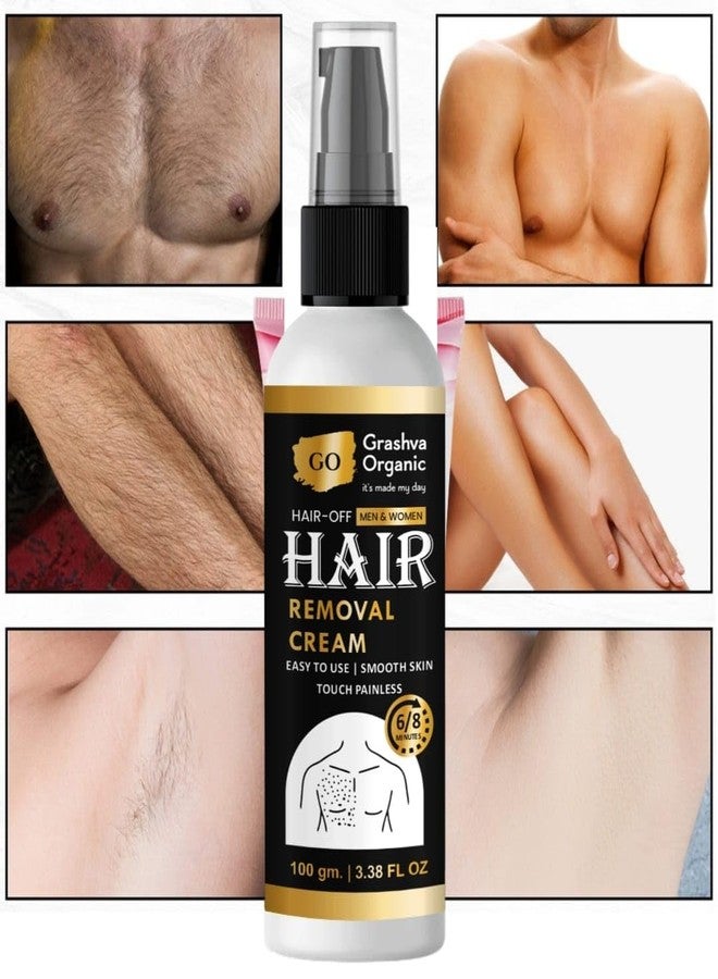 GRASHVA ORGANIC كريم جراشفا العضوي لإزالة الشعر للرجال والنساء، 100 غرام، بدون ألم، 6-8 دقائق | مناسب للساقين، الإبطين، خط البكيني، الذراعين، كريم إزالة شعر الجسم بالكامل، ضمان عدم الشعور بالألم | نتائج مضمونة 100%. - Image 2