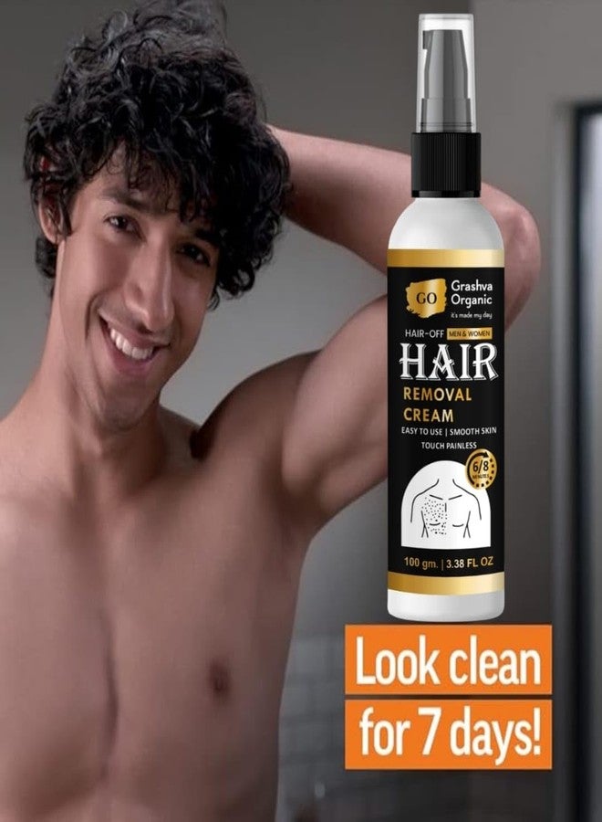 GRASHVA ORGANIC كريم جراشفا العضوي لإزالة الشعر للرجال والنساء، 100 غرام، بدون ألم، 6-8 دقائق | مناسب للساقين، الإبطين، خط البكيني، الذراعين، كريم إزالة شعر الجسم بالكامل، ضمان عدم الشعور بالألم | نتائج مضمونة 100%. - Image 3