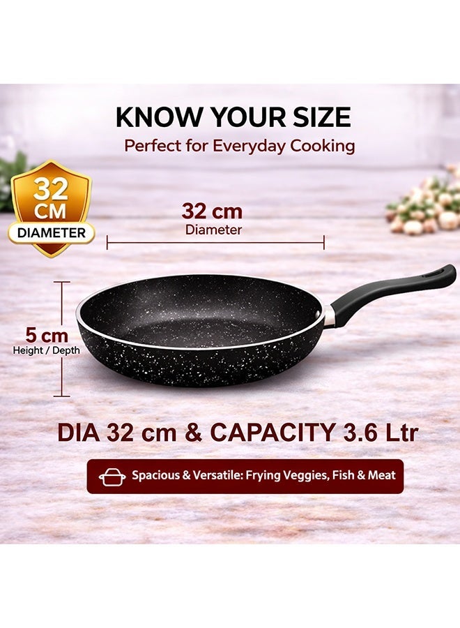 SONEX Classic Non Stick Fry Pan 32 cm (3.6 Ltr), Granite Coated Skillet, PFOA Free, Dishwasher Safe, Even Heat Distribution, Ergonomic Handle - Image 2