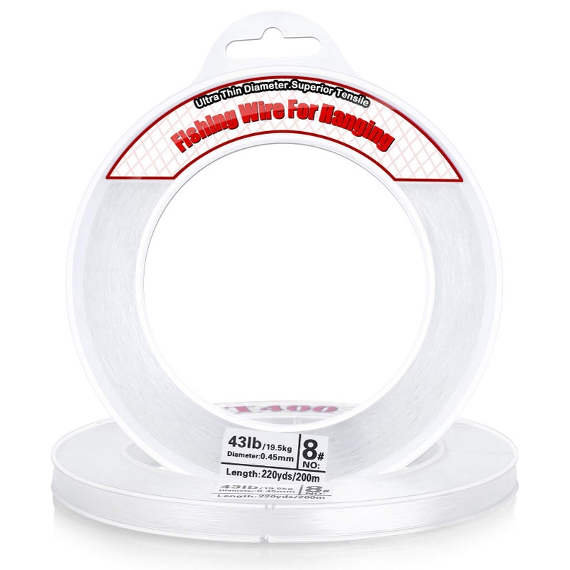 Acejoz Clear Fishing Wire, Acejoz 656FT Fishing Line Clear Invisible Hanging Wire Strong Nylon String Supports 43 Pounds for Balloon Garland Hanging Decorations - Image 1