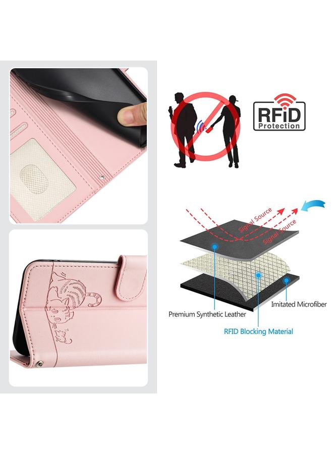 erorex Case For Xiaomi Redmi 9T Global Cat Rat Embossed Pattern RFID Leather Phone Case with Lanyard - Image 5