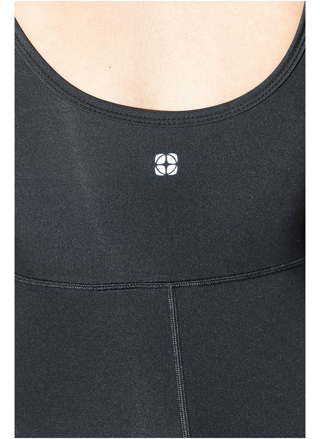 trendyol - Black Recovery Karyoka Stitching Detailed Knitted Sports Shorts Length Jumpsuit THMSS24TU00002 - Image 1