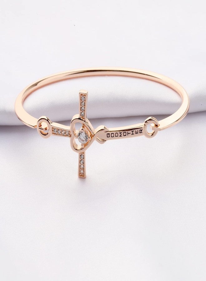 WUSUANED Infinity Love Heart Cross Bracelet Godmother Jewelry For Godmothers Baptism Gift For Godmother (Godmother rose gold) - Image 2