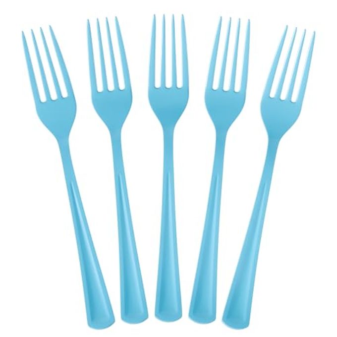 Exquisite Light Blue Plastic Forks 50 Pcs Light Blue Forks Disposable Utensils Heavy Duty Plastic Cutlery Set Disposable Cutlery Sets Flatware Sets Silverware Set For Party Supplies & Party Tableware
