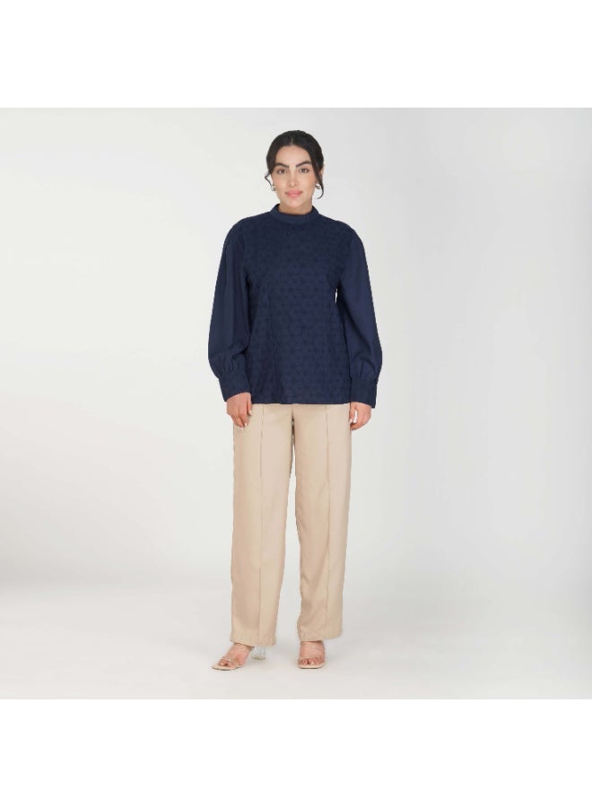 Linelle Soft Crepe Ladies Shirt – High Neck and Full Sleeves with Embroidery - Image 3