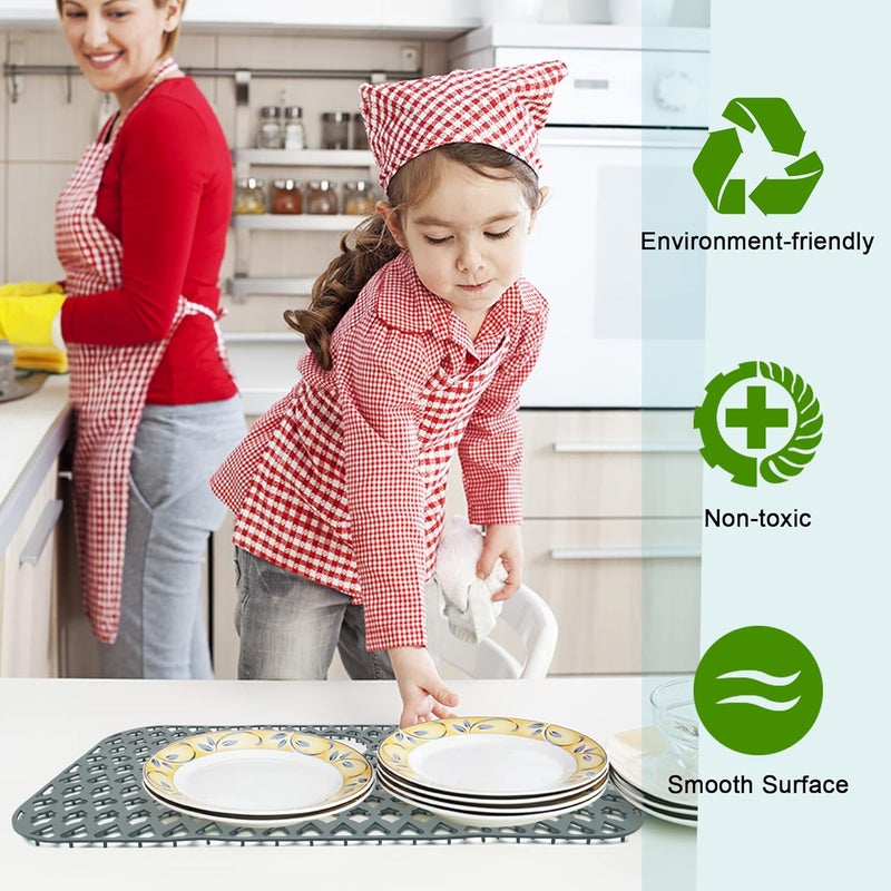 SAMSIER Sink Protectors for Kitchen Sink 13x11 &16x12 &19x13 &19x14 &21x16 &22x13 &24x13 &26x14 &28x14 &30x14 &30x16, Farmhouse Silicone Mats Grid for Bottom (30”x16”, Rear Drain) - Image 4