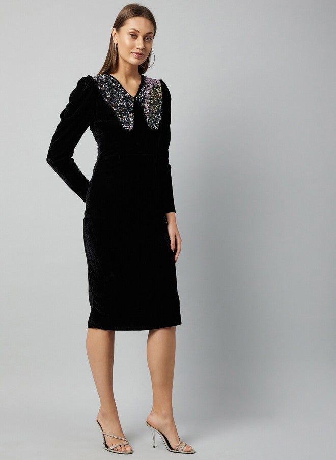 Athena Velvet Sheath Dress for Women - Image 3