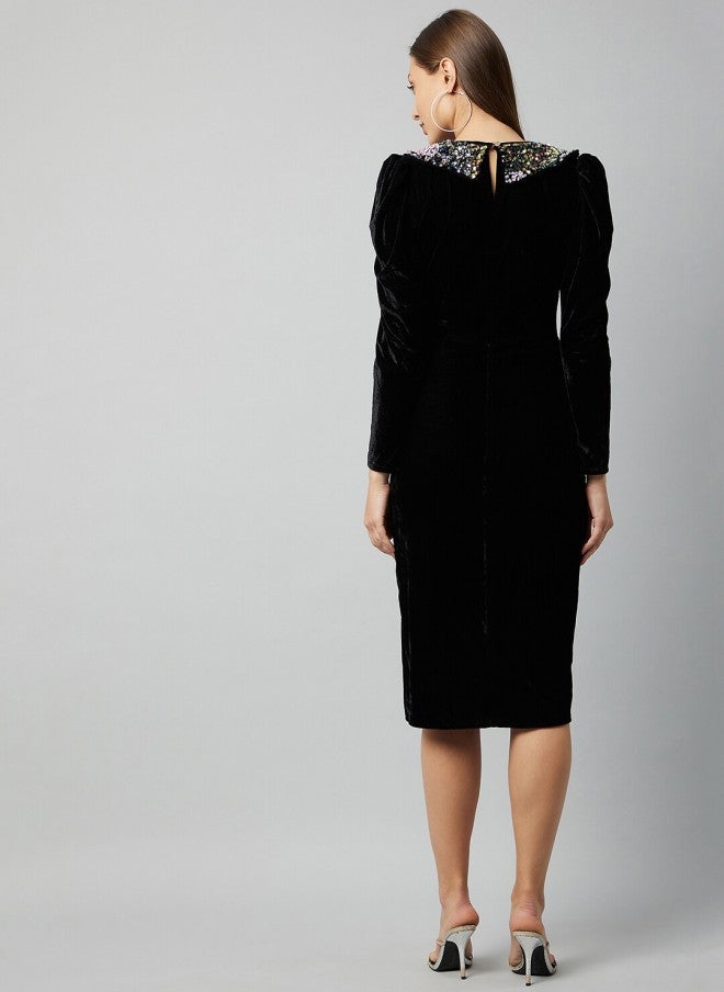 Athena Velvet Sheath Dress for Women - Image 5