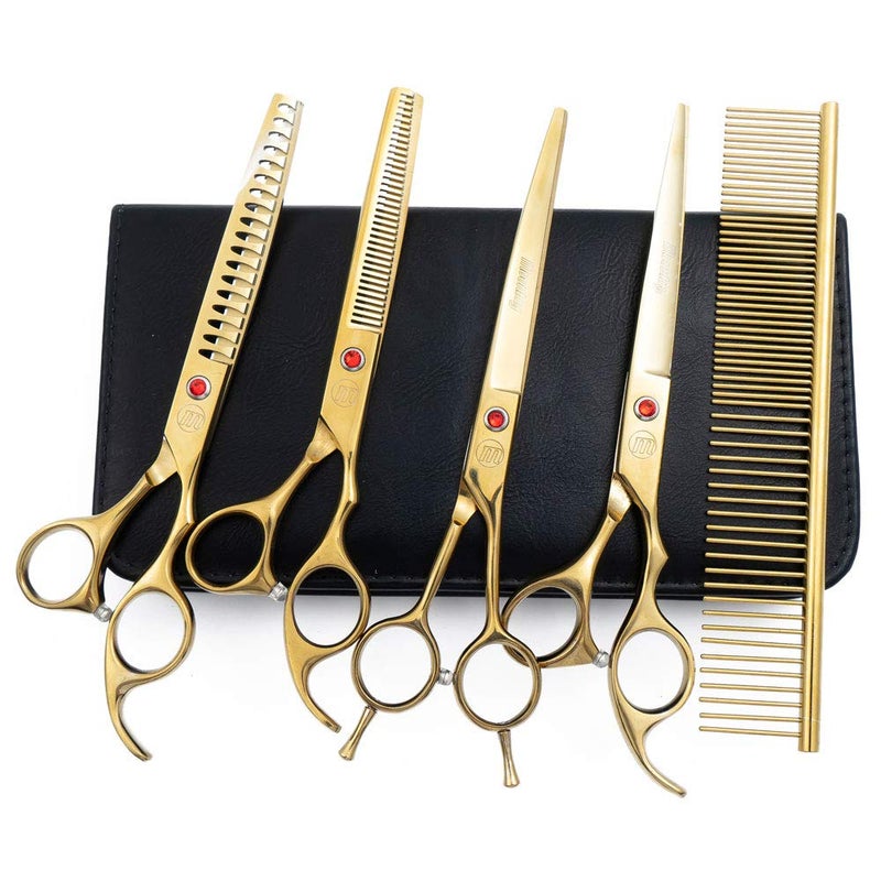Professional Dog Grooming Scissors Set 7 Inch8 Inch Pet Grooming Scissors Chunkers Shears for Dog Curved Dog Grooming Scissors Thinning Shears for Dog with Grooming Comb