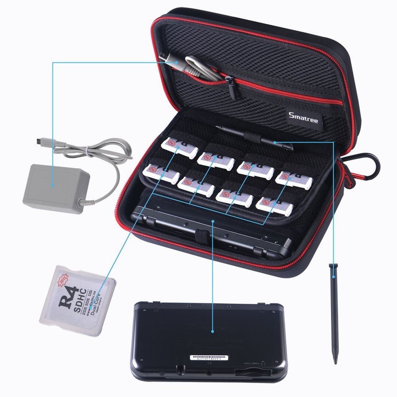 Smatree Carrying Case for Nintendo 3DS XL/2DS XL, Hard Protective Shell Travel Case for Nintendo New 3DS - Super NES Edition - Black/Red - Image 3