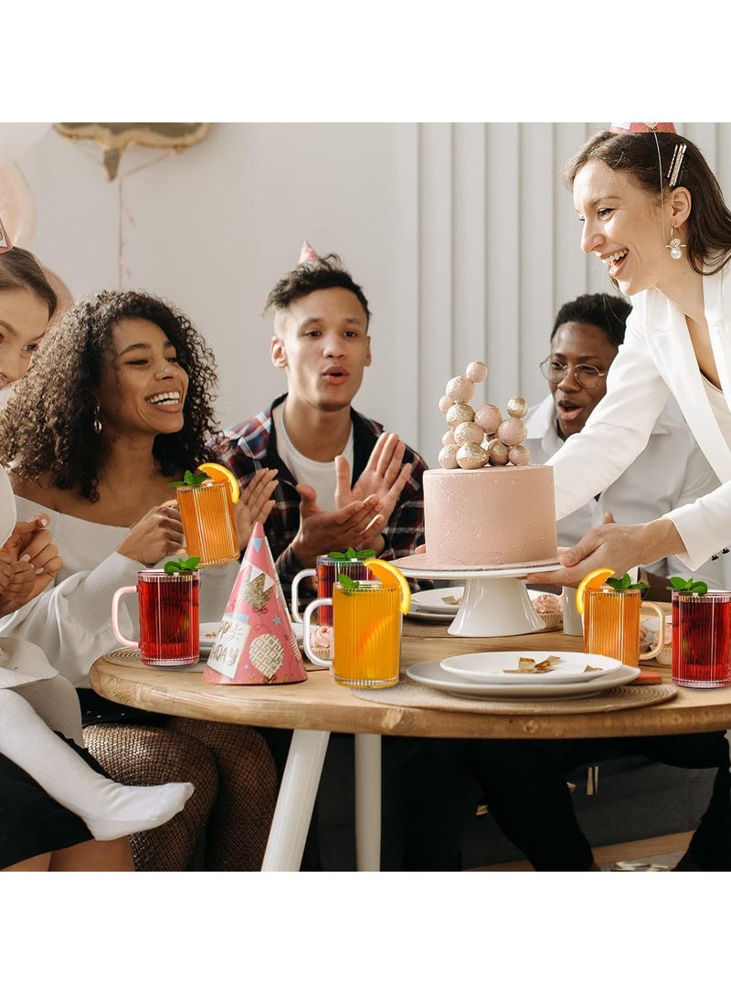 Excefore Glass Coffee Mugs Clear Mug, 13 Oz Ribbed Mugs Classical Vertical Stripes Glass Tea Cups With Lids Set of 4, Elegant Lovely Gifts for Latte, Cappuccino, Tea and Juice - Image 5