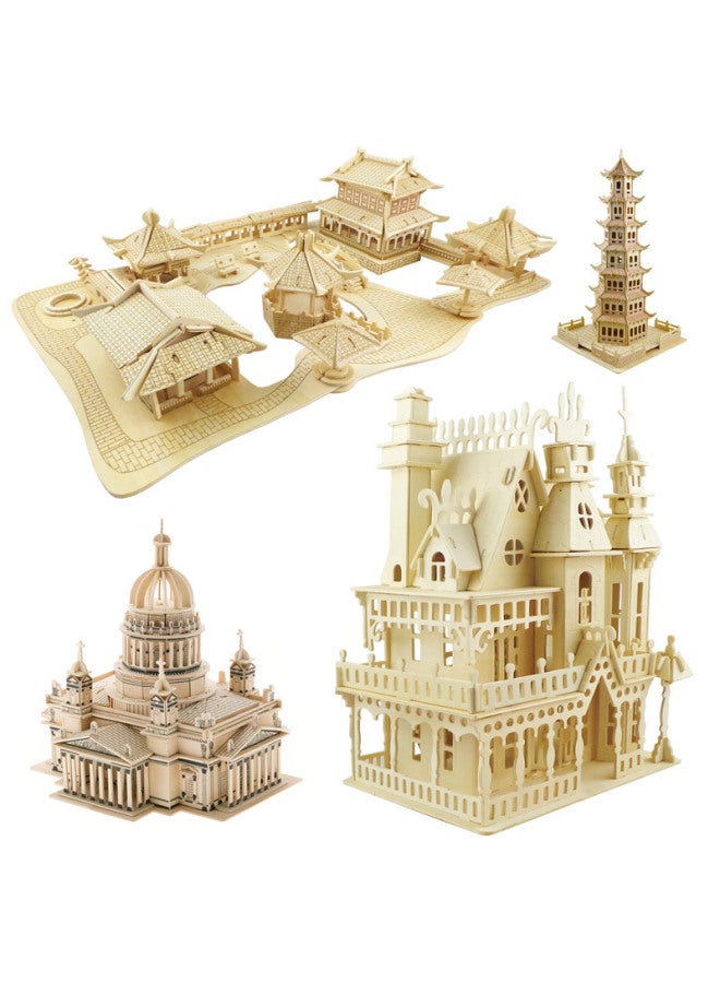 Isa Kiev Cathedral Wooden Puzzle DIY Assembled Wooden 3D Building Model Adult Educational Toy Puzzle-Color:Isakep Cathedral - Image 4