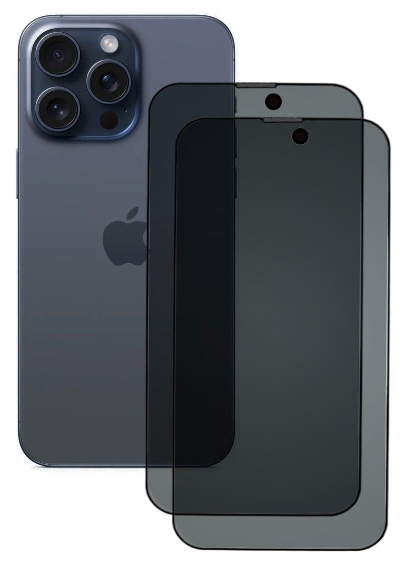 أكاليكس قطعتين، شاشة حماية، عاكس مخفي، لهاتف ايفون 15 برو ، جودة ممتازة. - Image 1