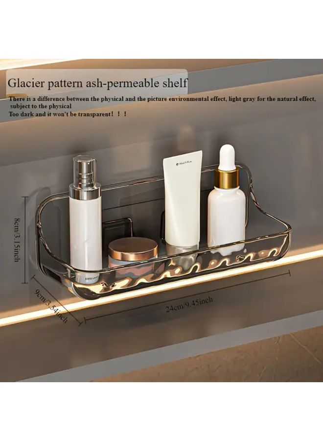 1pc White Resin Storage Shelf Wall Mounted Bathroom Organizer No Drilling Required Adhesive Mounting Easy Installation Toiletries Cosmetics Holder Shower Caddy Modern Minimalist Accessory For Compact Spaces Sturdy And Easyclean Large Size - Image 3