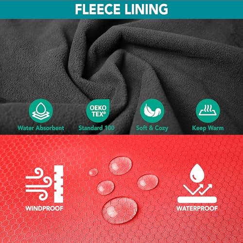 Suncube SUN CUBE Swim Parka Men Women, Unisex Hooded Changing Robe with Water Resistant Shell and Warm Fleece Lining for Swimming, Surfing, Triathlon, Water Sports, Red - Image 5