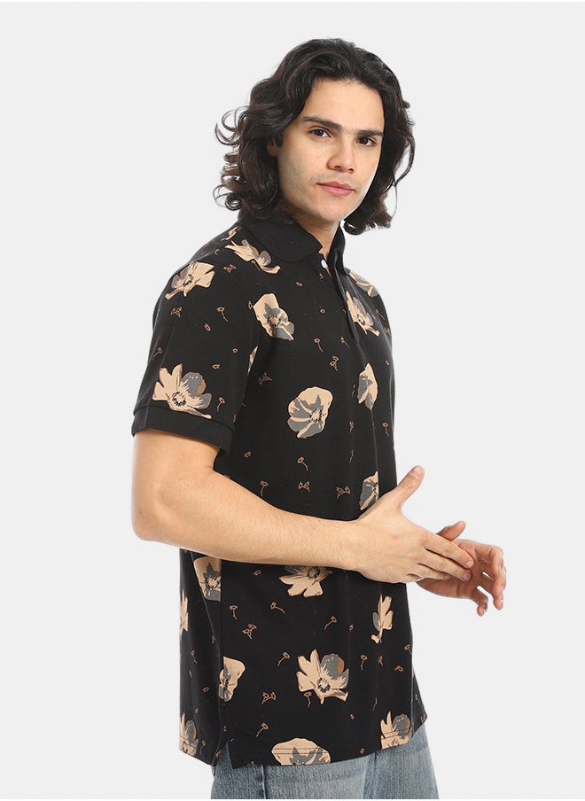 Red Circle Self Pattern Regular Fit Polo Shirt  - Image 2