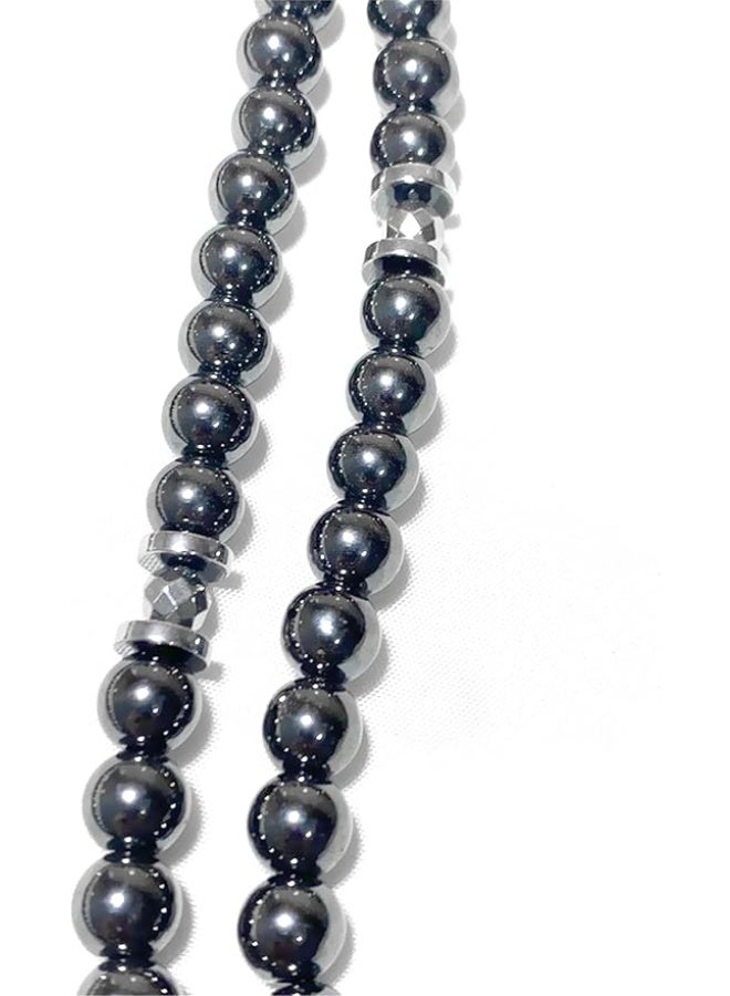 Hematite Prayer Beads (99 Beads) – 8mm Black Stone Rosary with Silver Separators, Metal Closure, Gift Pouch - Image 5