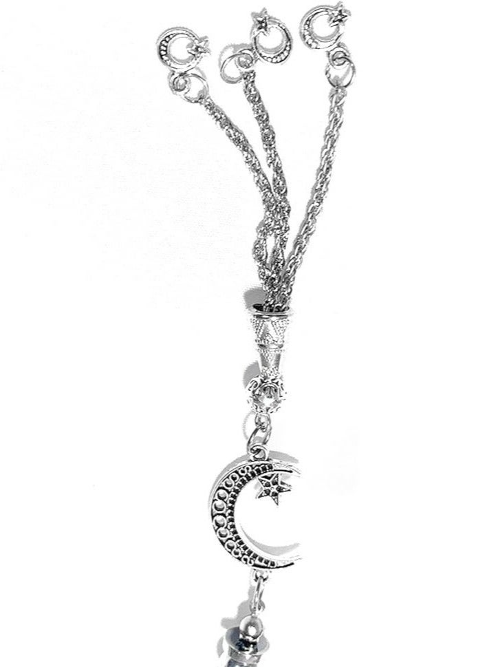 Hematite Prayer Beads (99 Beads) – 8mm Black Stone Rosary with Silver Separators, Metal Closure, Gift Pouch - Image 4