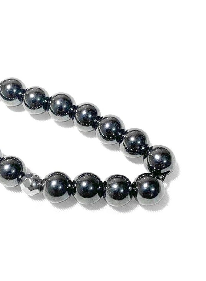 Hematite Prayer Beads (99 Beads) – 8mm Black Stone Rosary with Silver Separators, Metal Closure, Gift Pouch - Image 3