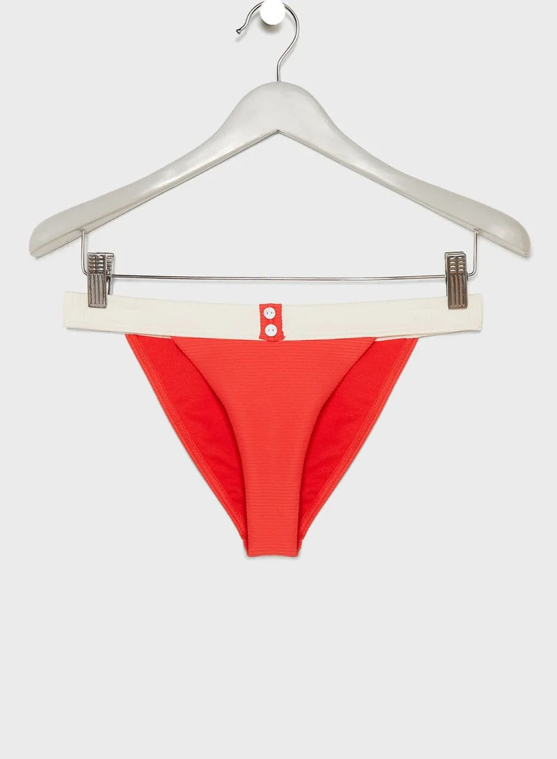 TOPSHOP Contrast Detail Ribbed Bikini Bottom